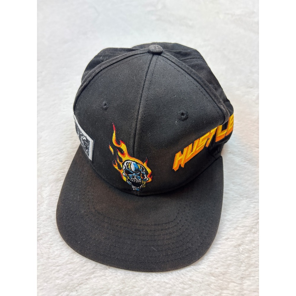 Hustle Gang Mens Black Snapback Hat Flaming Skull Logo Streetwear Cap HG Patch